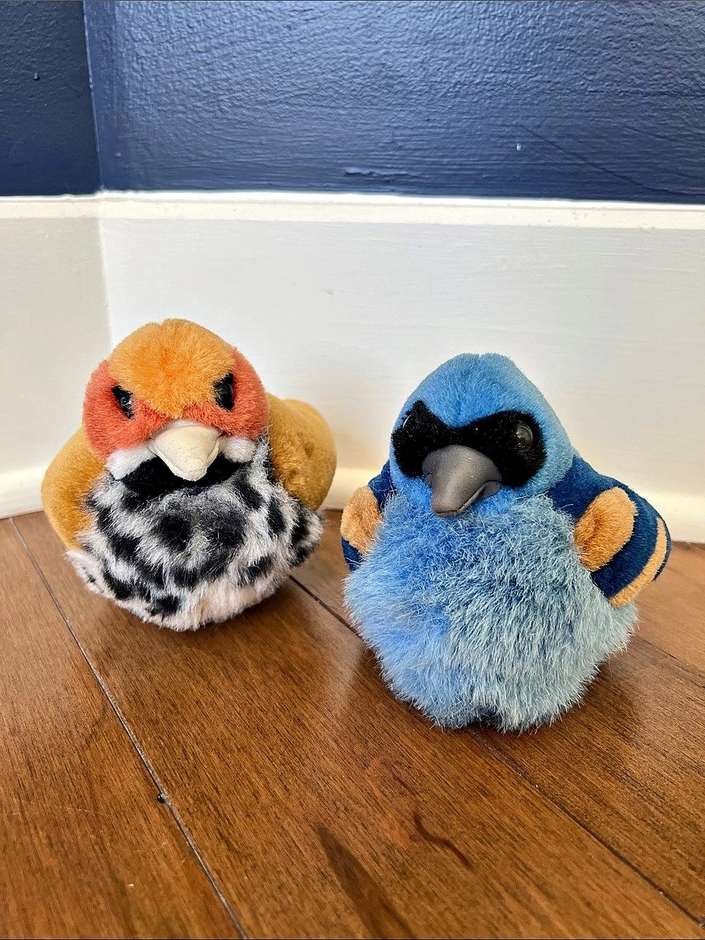 K&M International Inc. Plush Bird Toy Pair in Blue & Orange